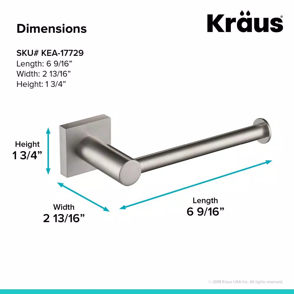 KRAUS Ventus Brushed Nickel Toilet Paper Holder - Solid Brass