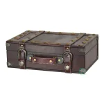 Vintiquewise Antique Style Small Wooden Treasure Box - Rustic Decorative Suitcase with Handle thumbnail 3