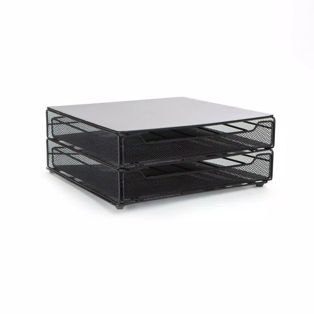 Mind Reader Jumbo 72-Capacity Metal Mesh Double Coffee Pod Storage Drawer, Black