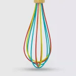 ExcelSteel 10 in. Silicone Tri-Color Whisk with Comfortable Wooden Handle thumbnail 3