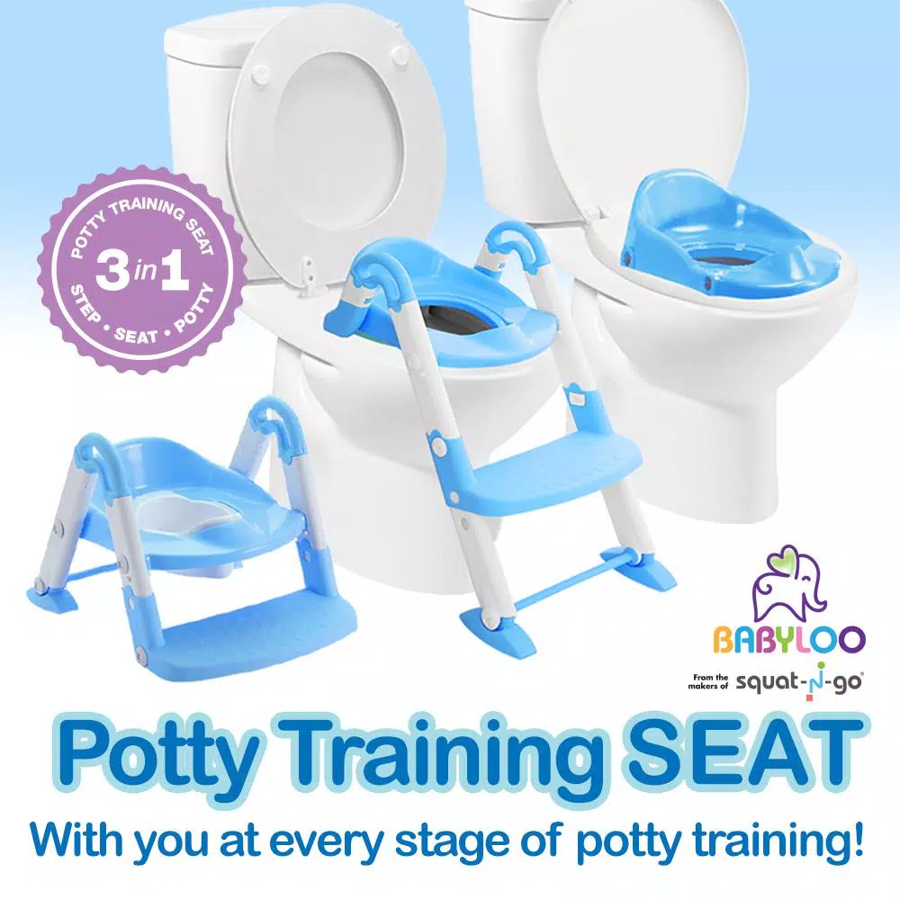 Babyloo Bambino 3-in-1 Convertible Toddler Potty Trainer and Step Stool - Blue