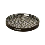 LITTON LANE Modern Reflections 24" Round Mother of Pearl Inlaid Decorative Tray, Black Lacquer thumbnail 2