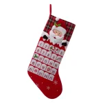 Glitzhome 36 in. Oversized 3D Santa Countdown Christmas Stocking with Plaid Cuff thumbnail 1