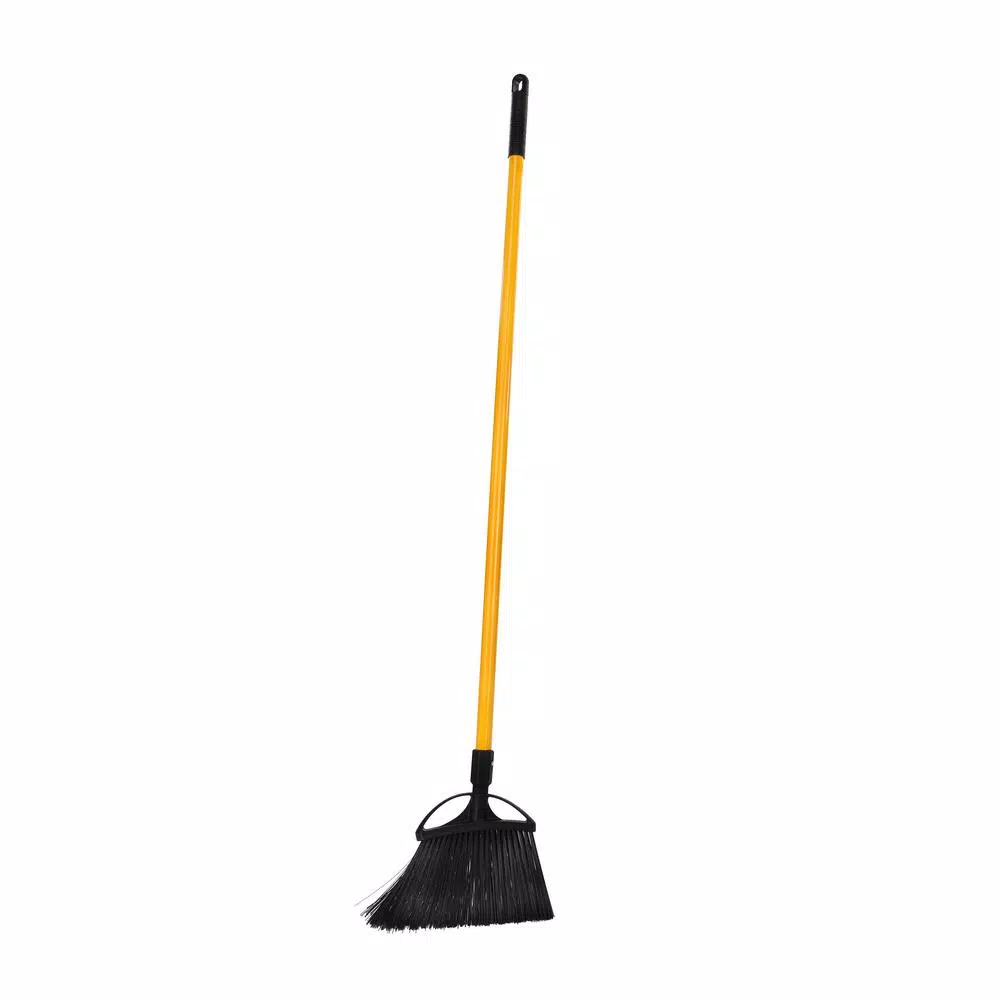 Alpine Industries 10 in. Black Outdoor Angle Broom with Fiberglass Handle