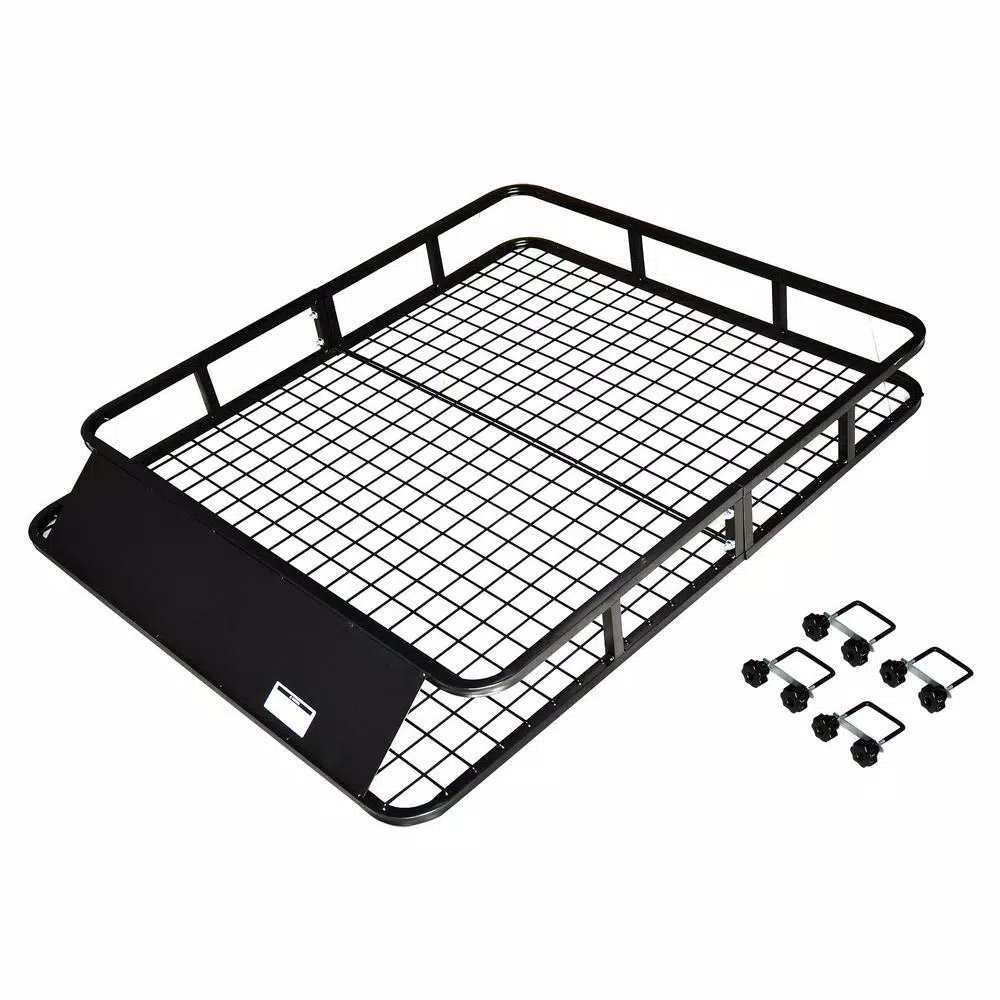 Max Load Heavy-Duty Steel Roof Cargo Basket with Wind Fairing, 165 lbs. Capacity