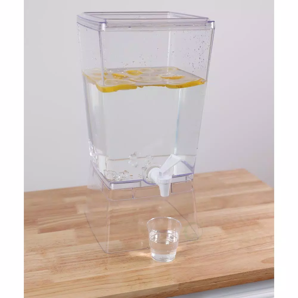 Basicwise Stackable Juice and Water Beverage Dispenser Set, 2-Piece Clear Plastic Serveware