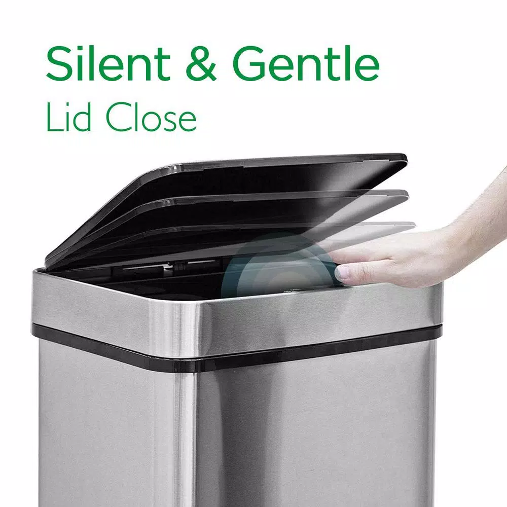 Boyel Living 13 Gallon Automatic Touchless Infrared Motion Sensor Stainless Steel Garbage Can, Silver