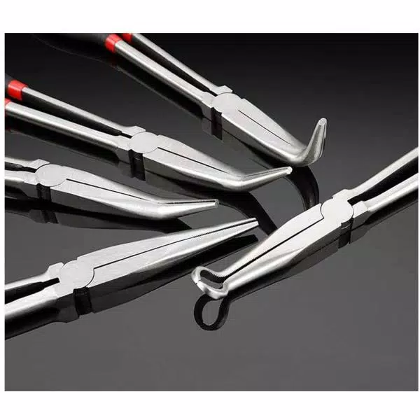 KING 5-Piece Long Nose Pliers Set, 11 in. Straight, 90-Degree, 45-Degree, Hose, Cable, and Flat Nose