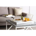 Kate and Laurel Lipton 2-Piece Modern Glam Decorative Tray Set, White and Gold Wood Trays thumbnail 7