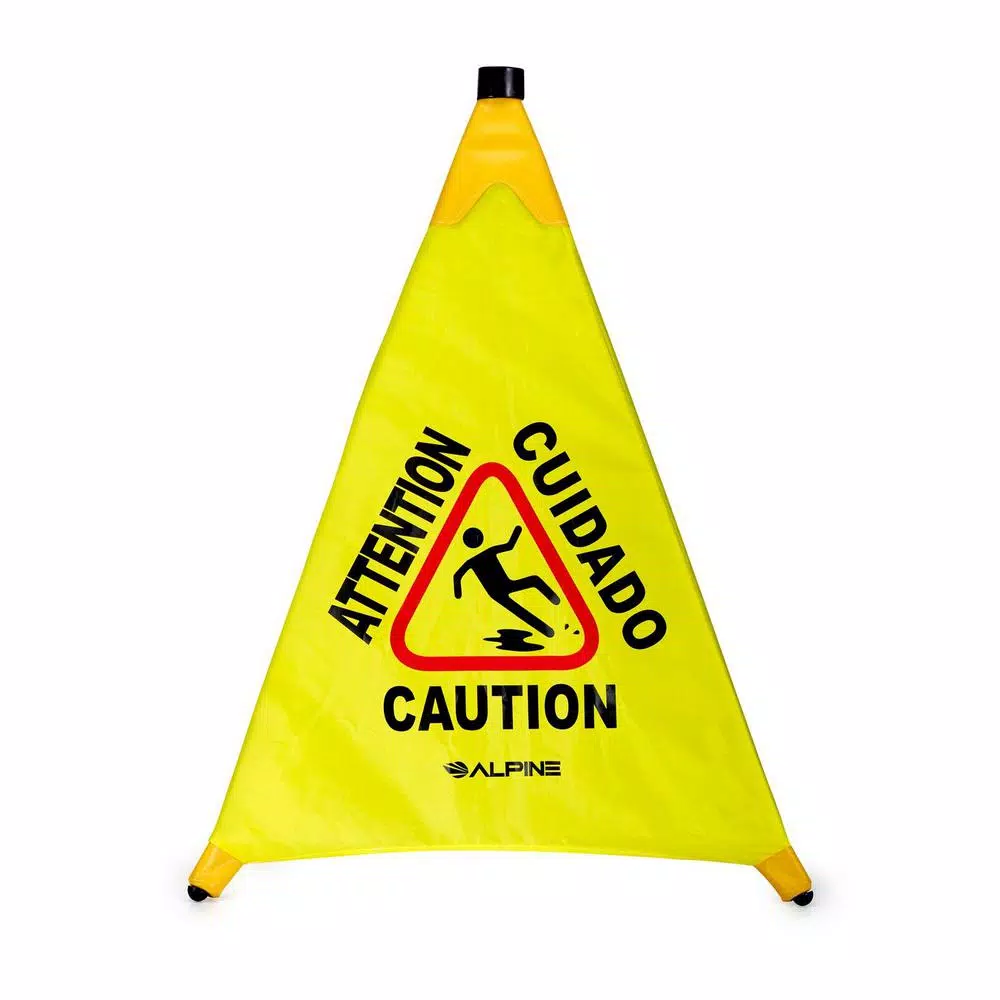 Alpine Industries 20 in. Yellow Multi-Lingual Pop-Up Wet Floor Sign