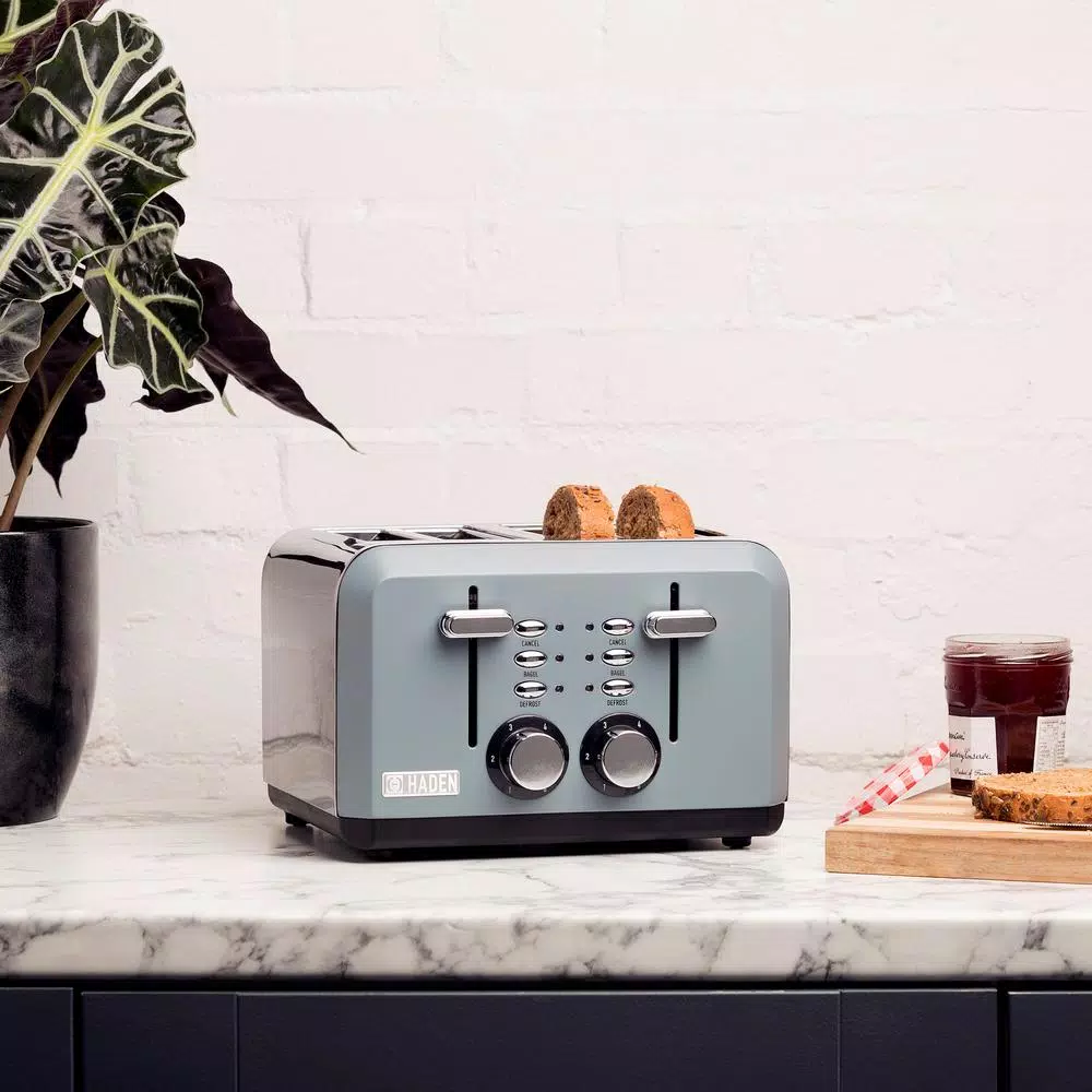 Haden Perth 1500W 4-Slice Wide Slot Toaster, Slate Grey