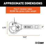CURT Receiver-Mount Pintle Hook, 2 in. Shank, 20,000 lbs. Capacity, 2-1/2 in. Lunette Eye thumbnail 2
