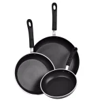 Cook N Home 3-Piece Hard-Anodized Aluminum Nonstick Frying Pan Set, Black thumbnail 3