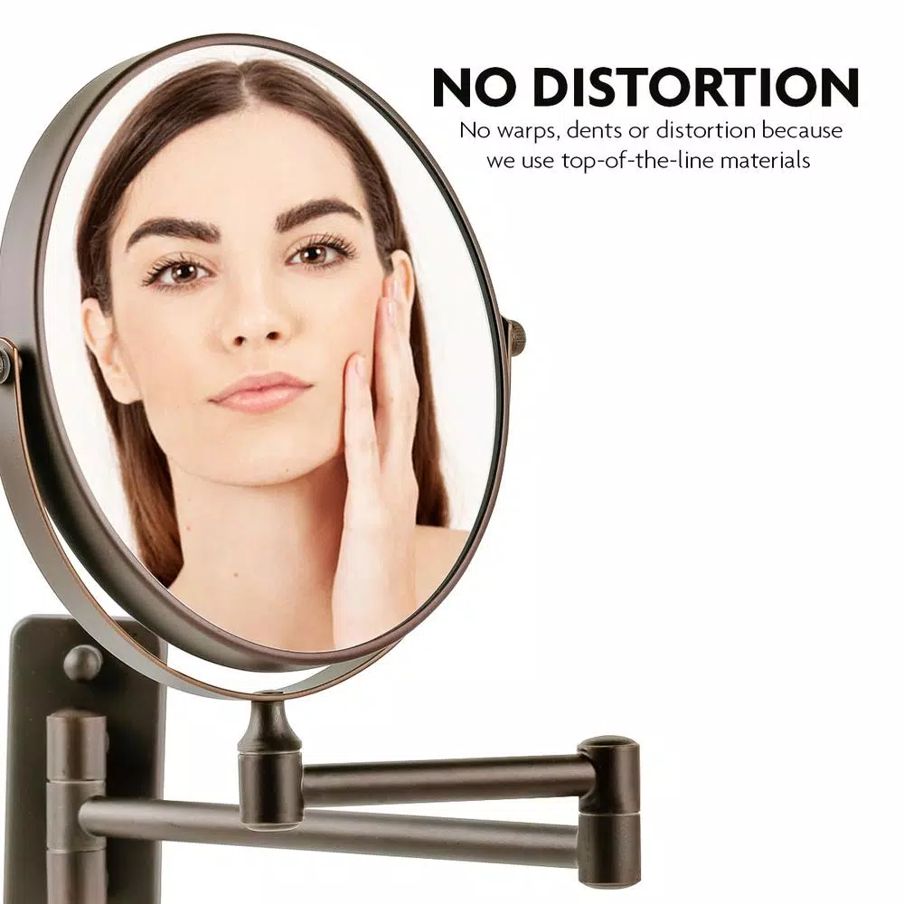 Ovente Wall Mounted Dual-Sided Makeup Mirror, 1x/10x Magnification, Antique Bronze