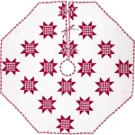 VHC Brands Emmie Red Patchwork Christmas Tree Skirt, 55 in. Hand-Quilted Cotton Farmhouse Decor thumbnail 1