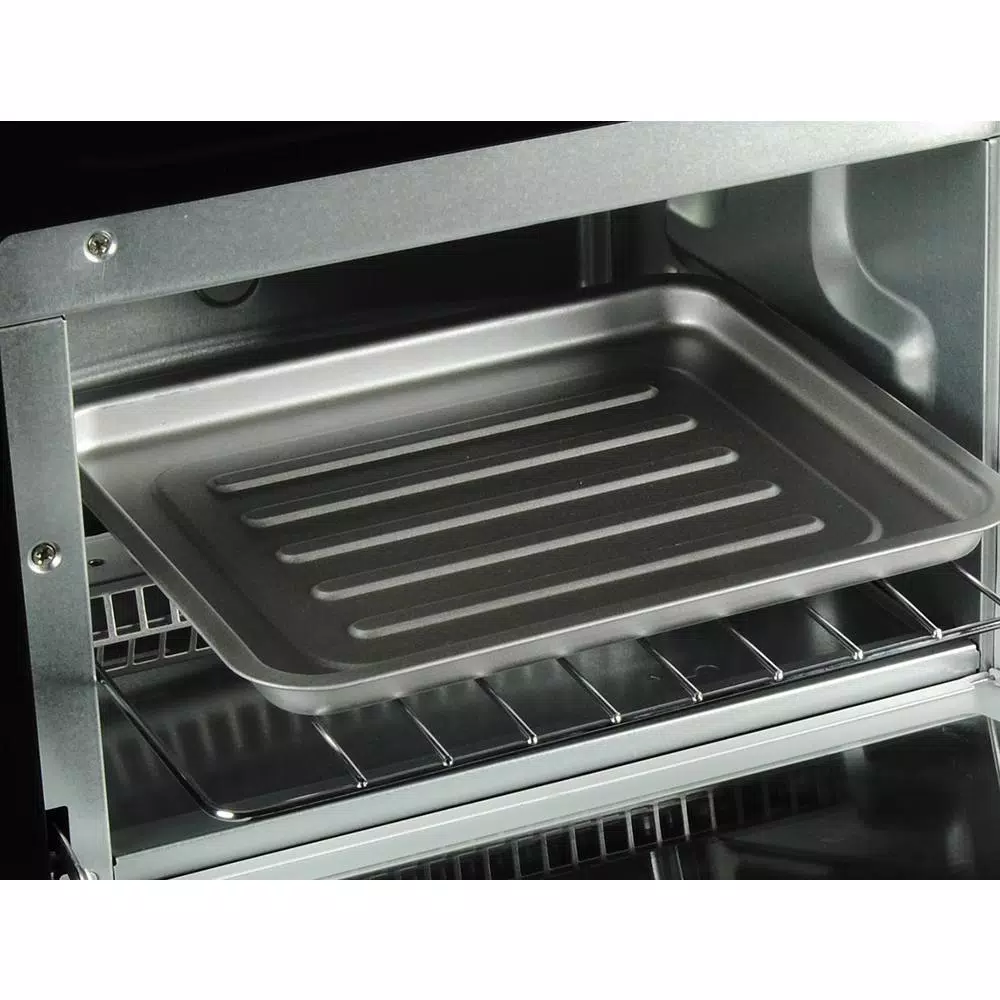 Total Chef 1000W 4-Slice Toaster Oven with Temperature Control and 30-Minute Timer, Black