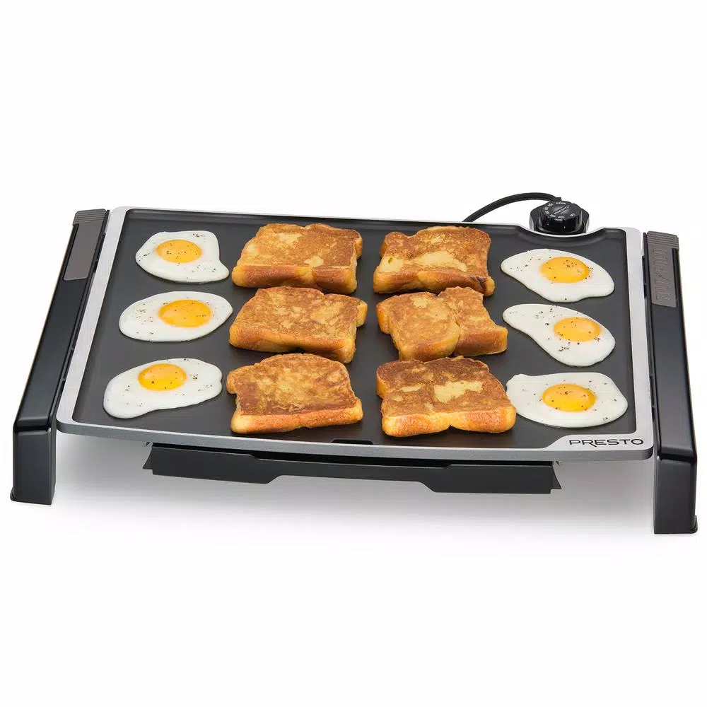 Presto Tilt and Fold 254 sq. in. Black Electric Griddle with Temperature Sensor and Nonstick Surface