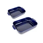 Unbranded Peugeot Appolia 2-Piece Rectangular Ceramic Ovenware Baking Set, Midnight Blue thumbnail 1