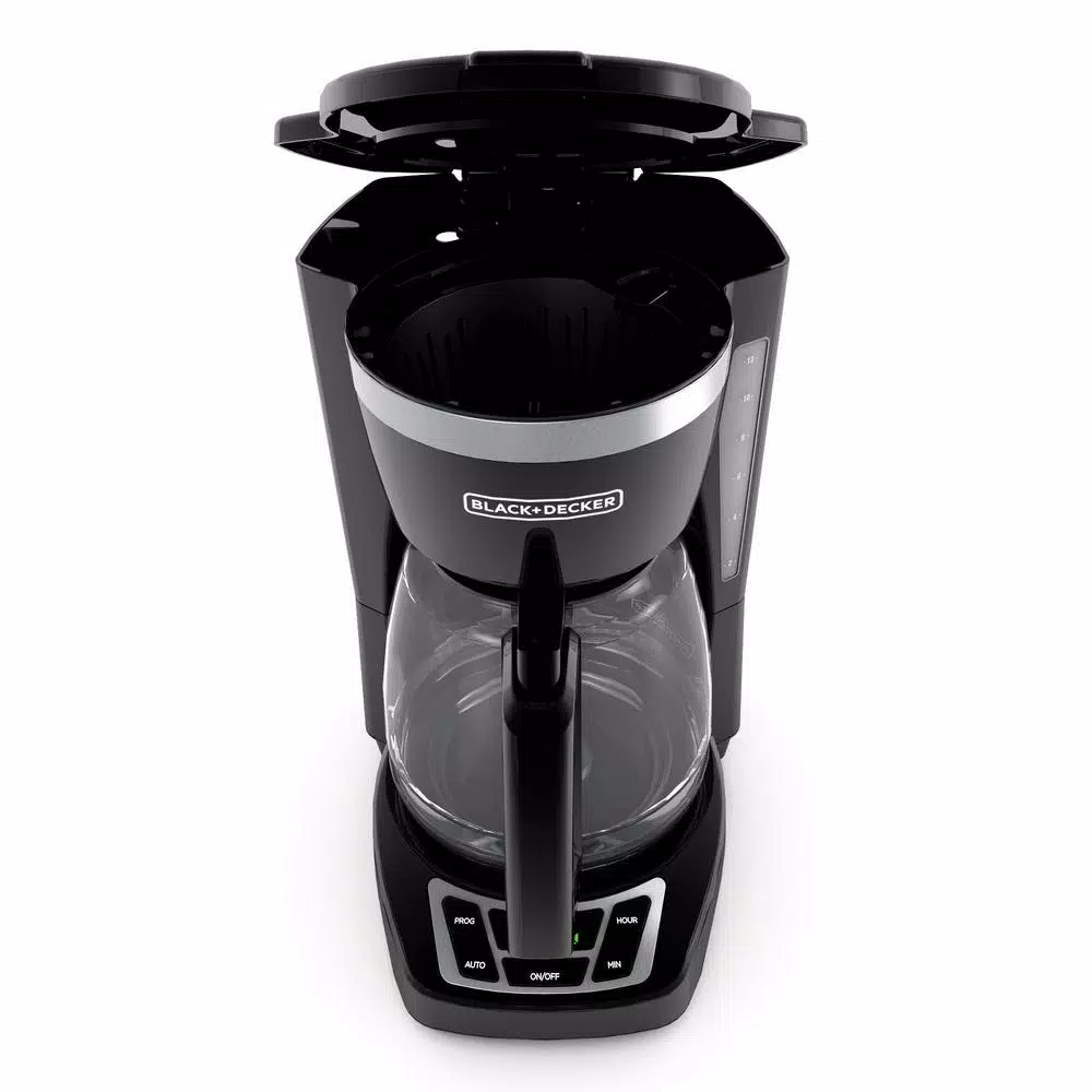 Black+Decker 12-Cup Programmable Drip Coffee Maker with Sneak-A-Cup Technology, Black