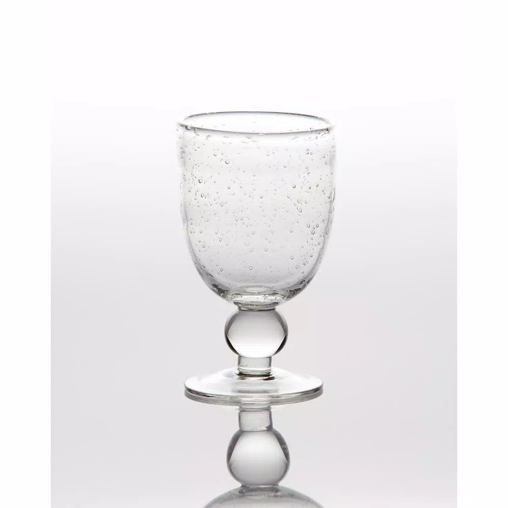 Abigails St. Remy 8 oz. Bubble Wine Glass Set of 4, Mouth-Blown Handmade Glass