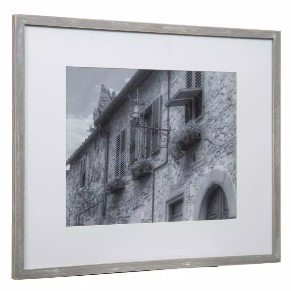 Pinnacle Gallery 7-Piece Graywash Wood Photo Frame Wall Gallery Kit with Art Prints