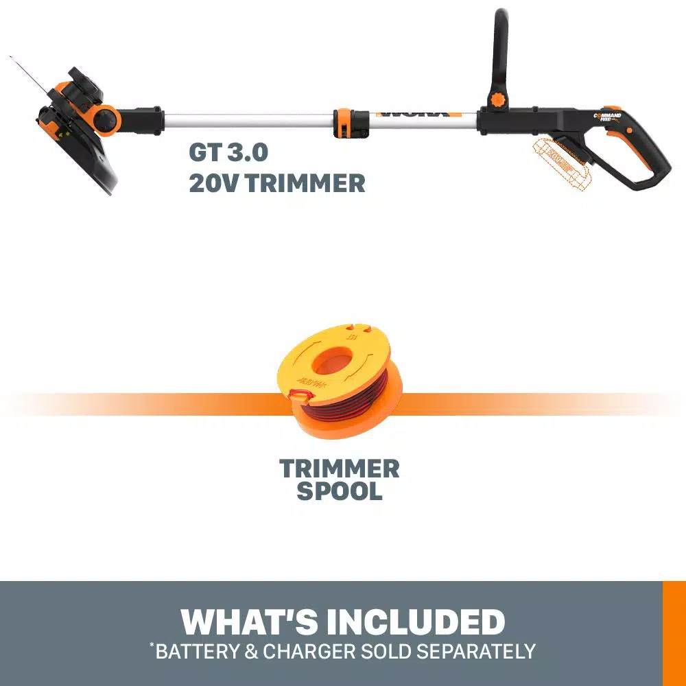 Worx 20V Power Share 12-in Cordless Grass Trimmer and Wheeled Edger, Bare Tool