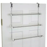 Home Basics 3-Bar Over-the-Door Towel Rack in Chrome with Ceramic Knobs thumbnail 4