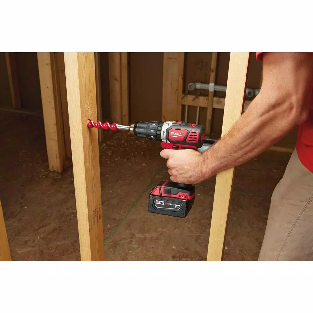 Milwaukee M18 18V Lithium-Ion Cordless 1/2 in. Hammer Drill Driver Kit with (2) 3.0Ah Batteries, Charger & Case