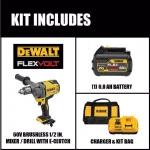 DEWALT FLEXVOLT 60V MAX Brushless 1/2 in. Mixer/Drill with E-Clutch and 6.0 Ah Battery thumbnail 2