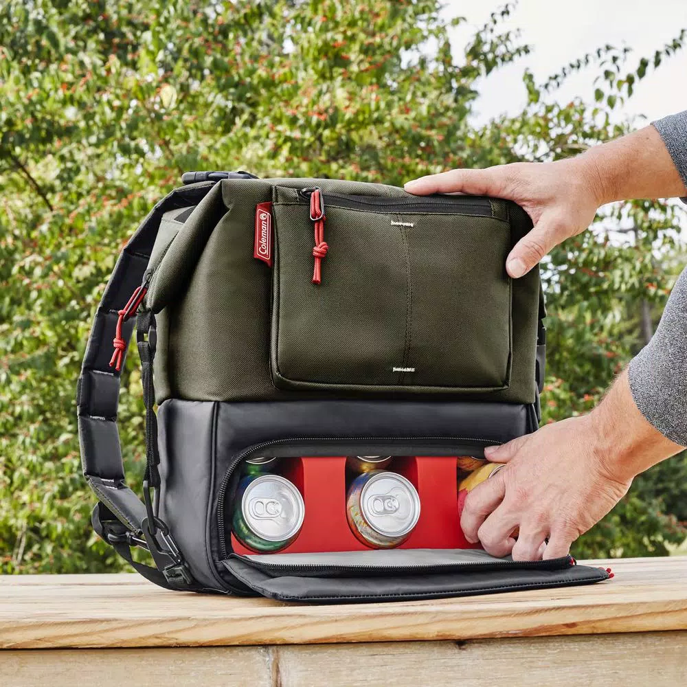 Coleman 4.5QT Convertible Can-Dispensing Backpack Cooler with Reusable Ice Packs, Olive