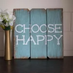 Unbranded Boulder Innovations 16 in. x 16 in. Choose Happy Wooden Wall Art Sign thumbnail 1