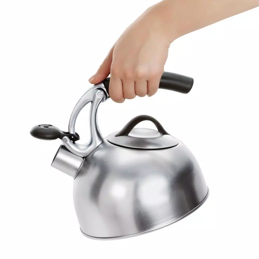 OXO Good Grips Uplift 8-Cup Brushed Stainless Steel Tea Kettle with Whistle