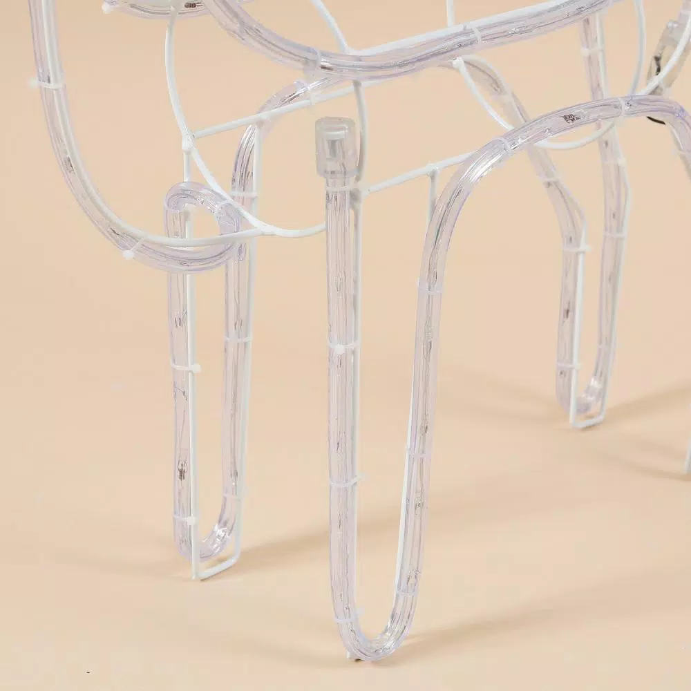 Luxen Home 25 in. LED White Rope Light Standing Reindeer - Indoor/Outdoor Christmas Decoration