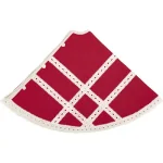 VHC Brands 48 in. Red Margot Farmhouse Christmas Tree Skirt with Diamond Cut Lace thumbnail 3