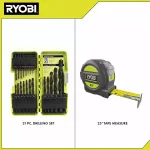 RYOBI 21-Piece Black Oxide Drill Bit Set with Bonus 25 ft. Tape Measure thumbnail 3
