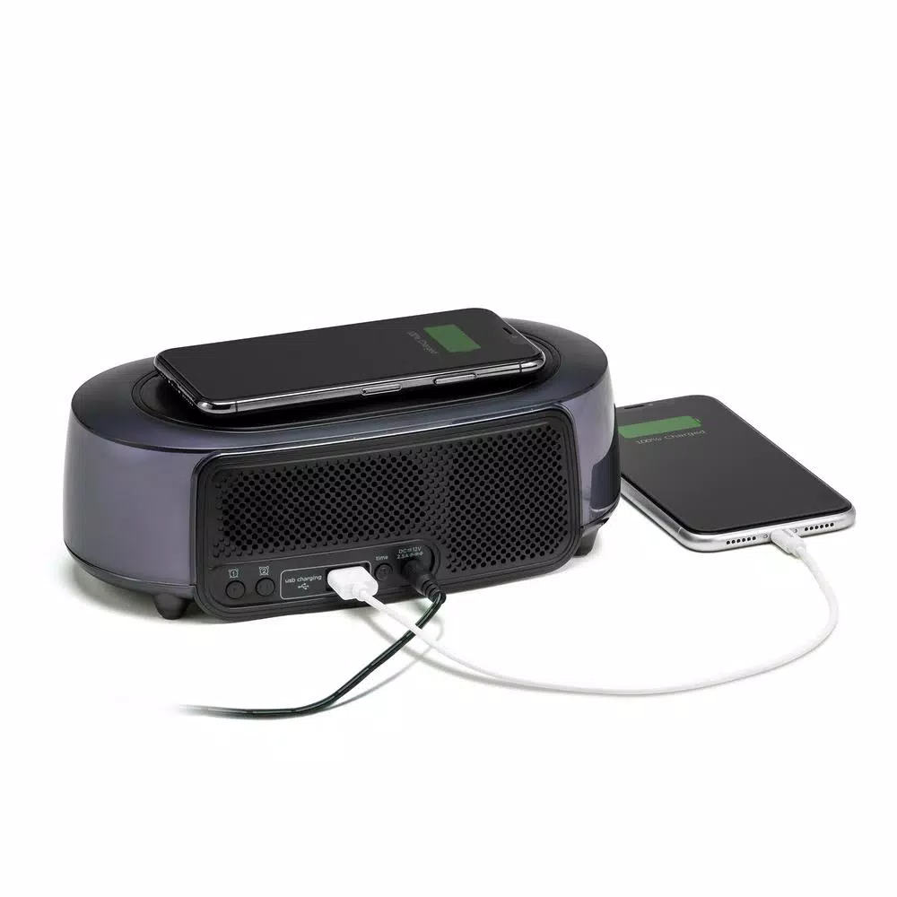 iHome TIMEBOOST GLOW Color Changing Bluetooth Alarm Clock Speaker with Qi Wireless Charging