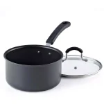 Cook N Home 2.5 Qt. Hard Anodized Nonstick Saucepan with Tempered Glass Lid, Black thumbnail 4