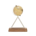 LITTON LANE 14 in. Rustic Sepia Globe with Silver Triangular Stainless Steel Stand thumbnail 2