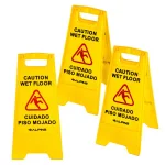 Alpine Industries 24 in. Yellow Bilingual Wet Floor Sign, 2-Sided A-Frame, 3-Pack thumbnail 3