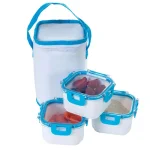 Classic Cuisine 3-Piece Portable Food Storage Set with Insulated Zippered Bag, Light Blue thumbnail 1