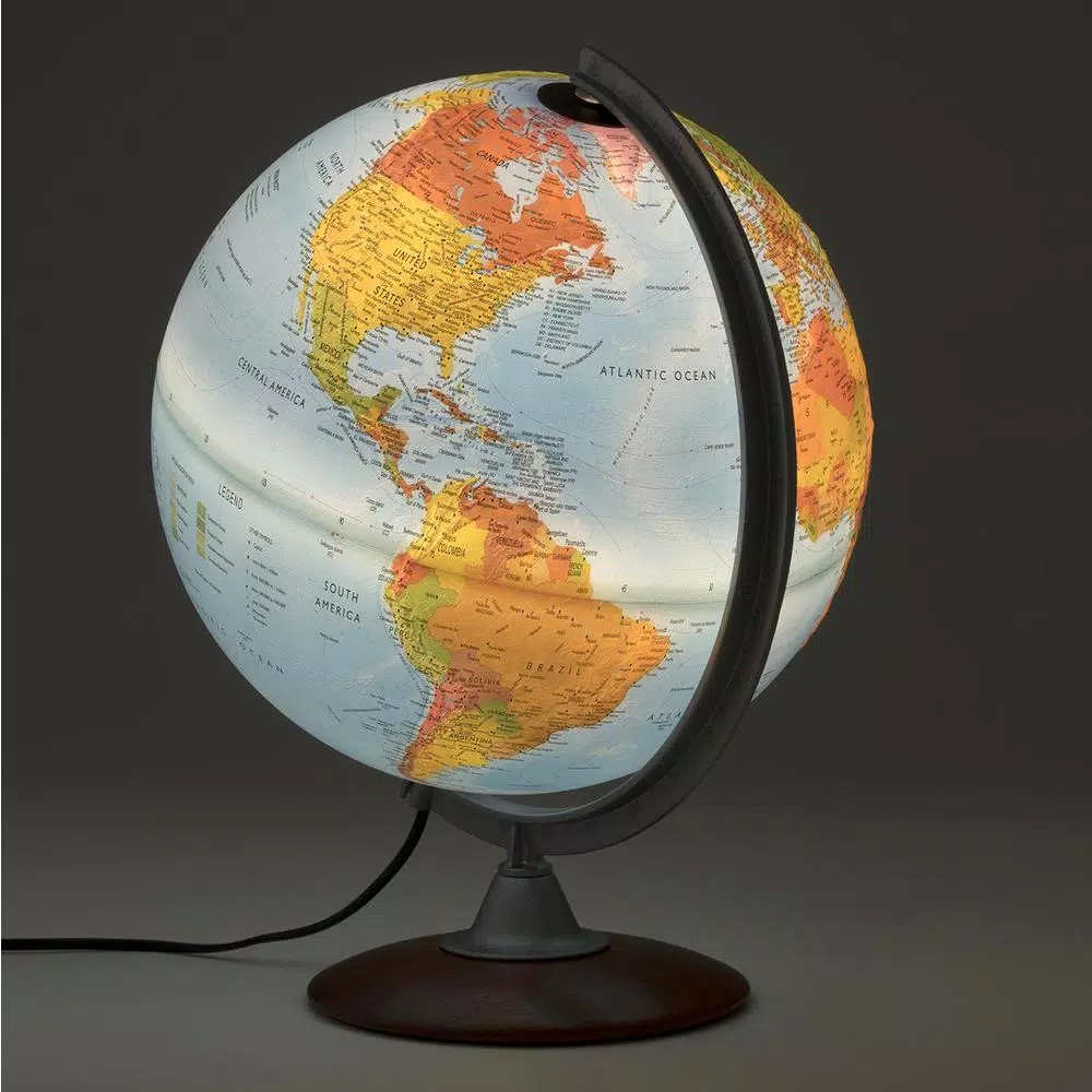 Waypoint Geographic Tactile 12 in. Raised Relief Desktop Globe with Illumination and Hardwood Base