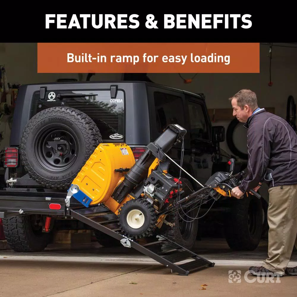 CURT Aluminum Hitch Cargo Carrier with Folding Ramp, 500 lb. Capacity, 2 in. Receiver