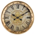 Yosemite Home Decor Gilded Round Gear Wall Clock - Industrial Steampunk Style thumbnail 1