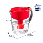 Brita Water Filter Pitcher, 80 fl. oz. Large Capacity, BPA Free, Red thumbnail 12