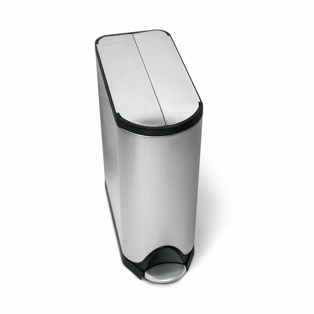 simplehuman 40L Butterfly Step-On Recycling Trash Can, Brushed Stainless Steel