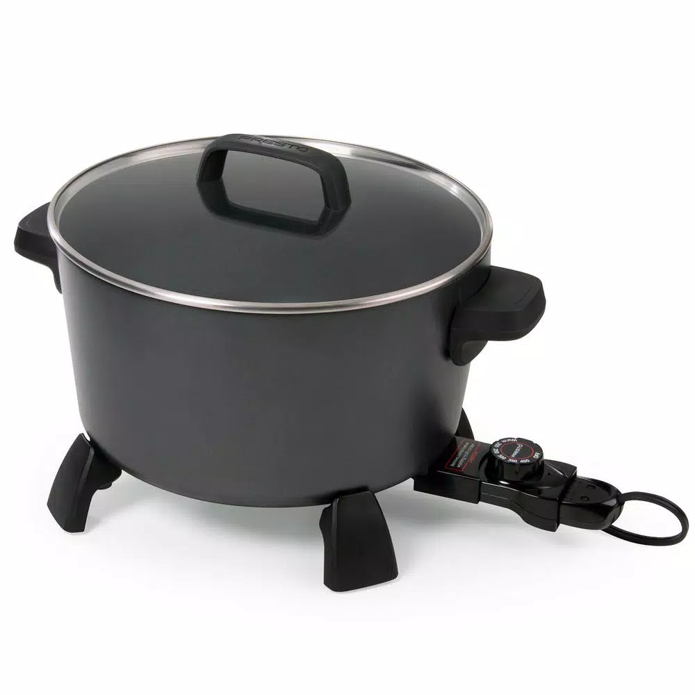 Presto 10 Qt. Black Kitchen Kettle XL Multi-Cooker and Deep Fryer with Tempered Glass Cover