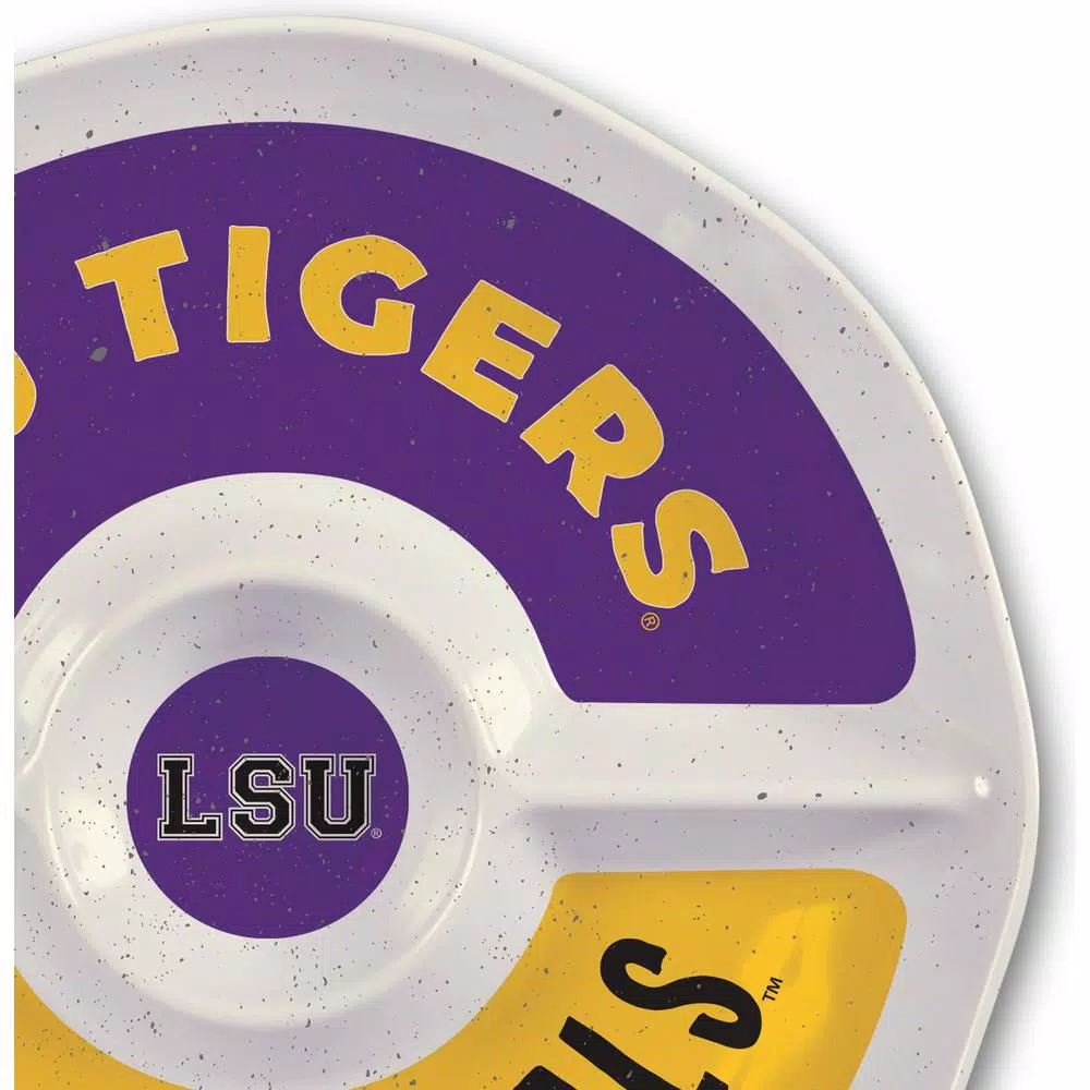 Magnolia Lane LSU 15 in. Chip and Dip Serving Tray - Officially Licensed NCAA Melamine