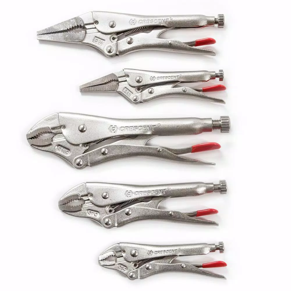 Crescent 5-Piece Locking Plier Set, Nickel-Plated Hand Tools