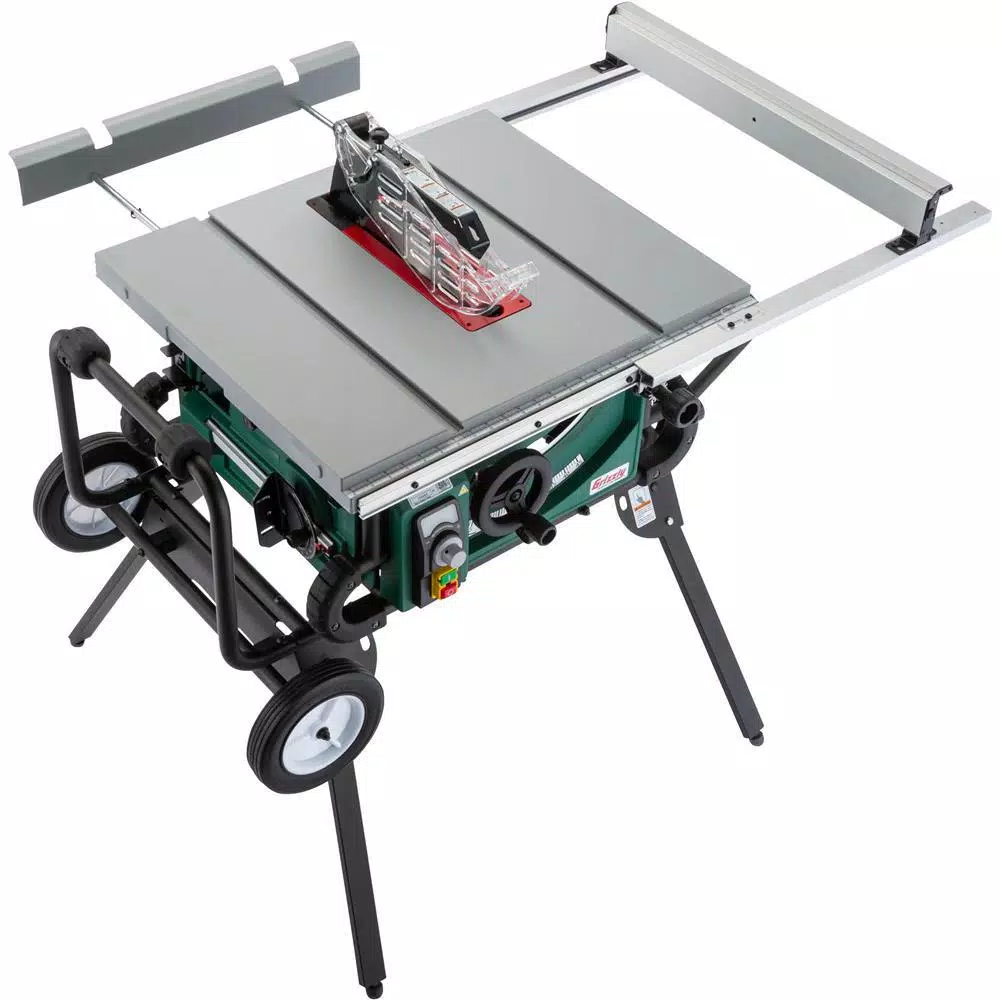 Grizzly Industrial 10 in. 2 HP Portable Table Saw with Roller Stand and Variable Speed