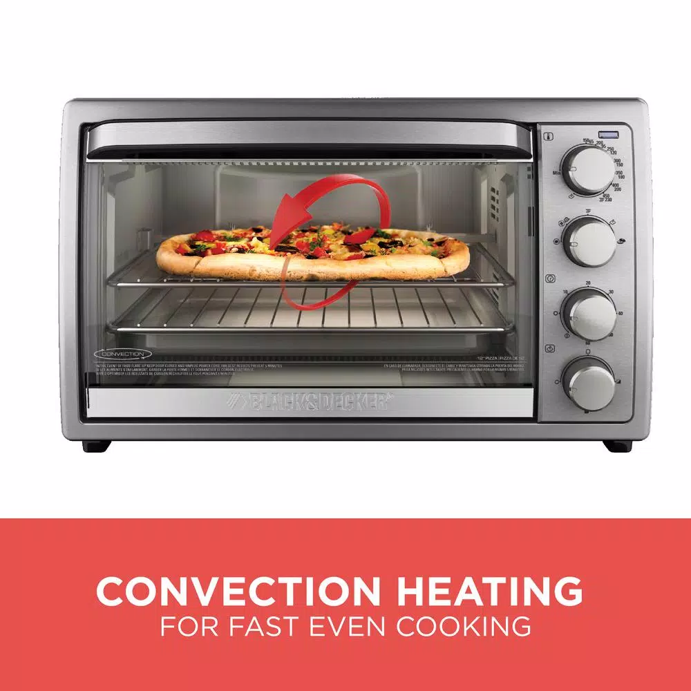 BLACK+DECKER 1500W 9-Slice Silver Toaster Oven with Rotisserie and Convection
